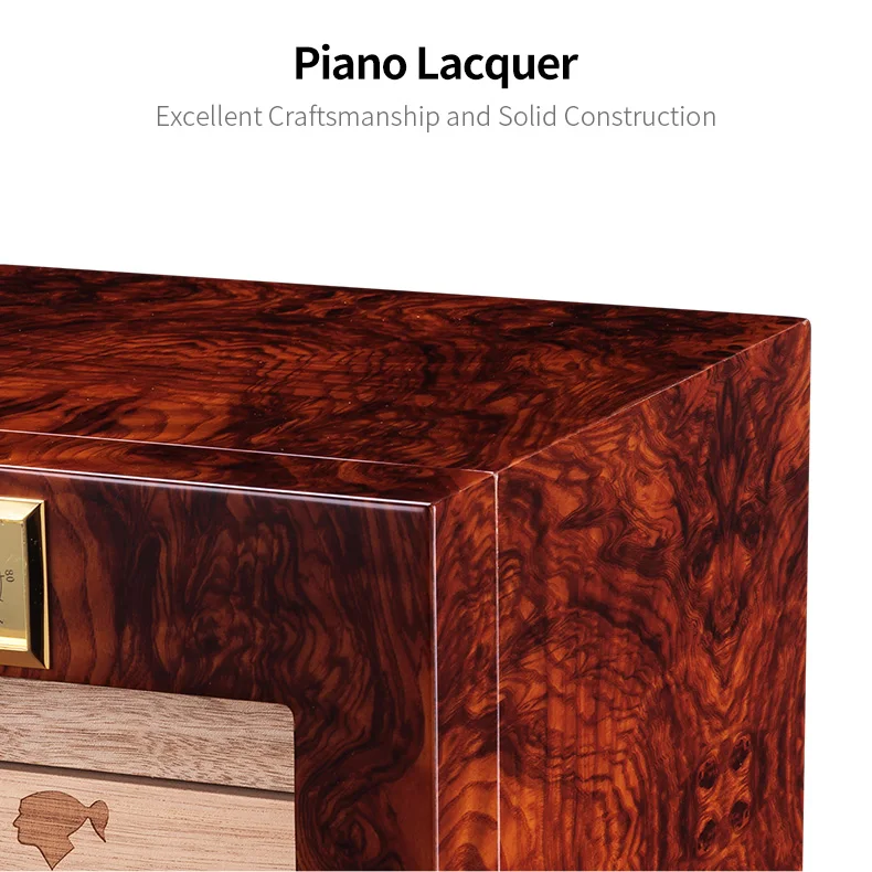 CIGARLOONG 3 Layers Cigar Humidor Box cedar Wood Lined Hygrometer Smoking Cigar Accessories Gifts CA-0412