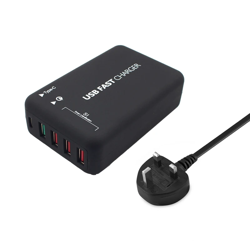 Великобритания STOD многопортовое USB зарядное устройство 30 Вт Тип C Быстрая зарядка 3,0 USB-C быстрая зарядная станция для смартфона Настольный ПК QC3.0 адаптер переменного тока - Тип штекера: Великобритания