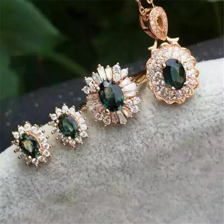 KJJEAXCMY boutique jewels 925 чистый Серебряный декор натуральный сапфировый сплав звезда ожерелье+ кулон+ кольцо+ серьги Женская Снежинка