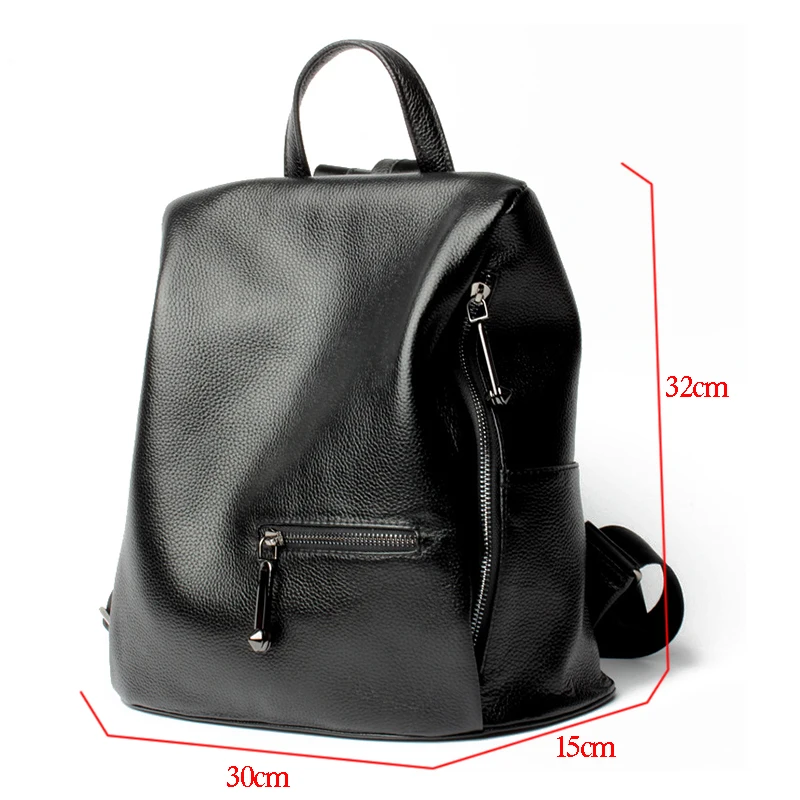 Женский рюкзак из натуральной воловьей кожи черный с защитой от кражи|Женские