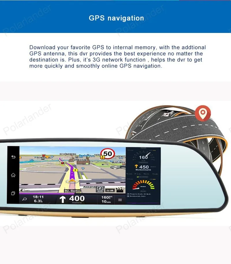Видеорегистратор 3G автомобильный 7 дюймов Android 5 0 два объектива FHD 1080P Bluetooth Wi Fi FM GPS