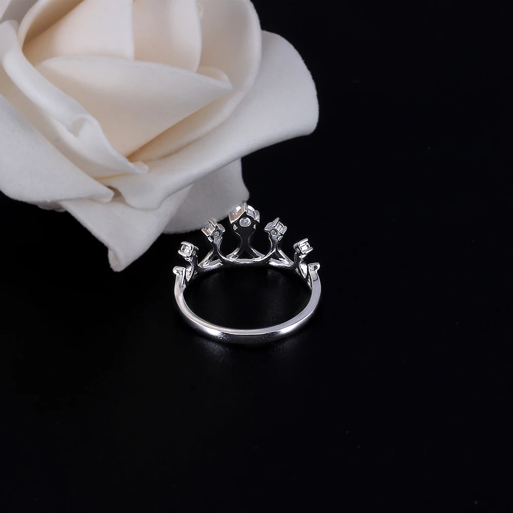 Женское кольцо в форме короны белое золото 14 к 585 пробы F Color Moissanite | Украшения и