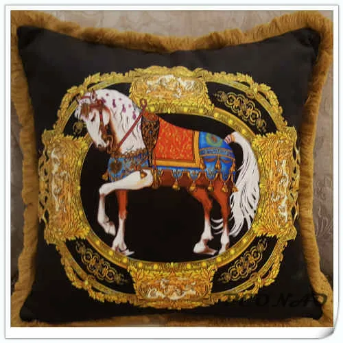 

Европейский Дворцовый стиль геометрическое искусство Париж лошадь Роскошная диванная Подушка Чехол Оптовая продажа