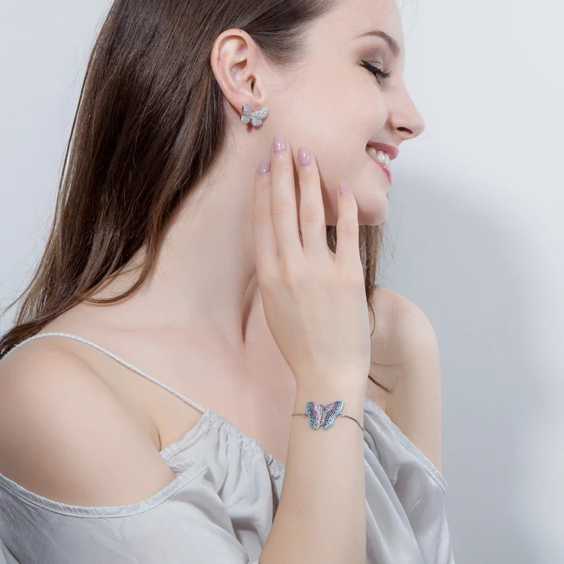 Милые Модные женские ювелирные изделия cwwzircon в форме бабочки|cubic zirconia stud earrings|fashion