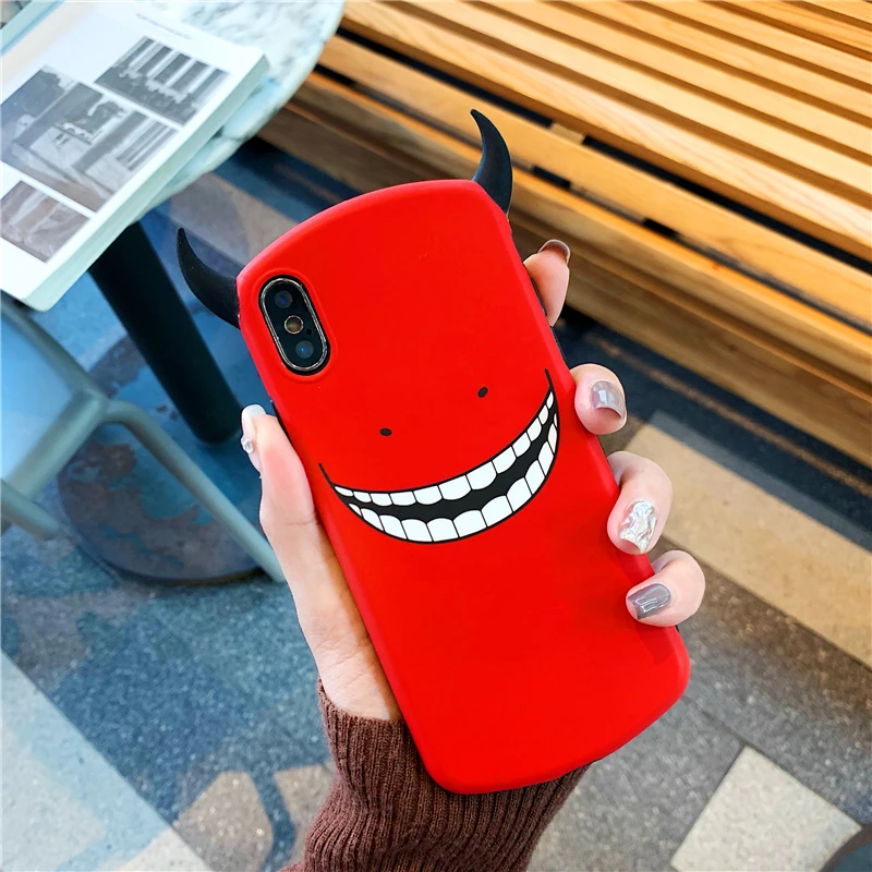 Красный черный интересный peltate The devil horns Мягкий ТПУ чехол для телефона Apple iphone 6 6s 7 8