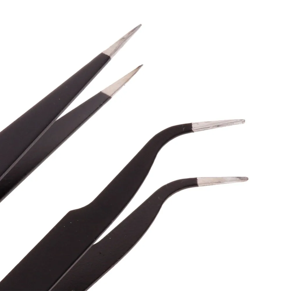 Прочные 2 шт. антистатические изогнутые прямые щипцы прецизионные паяльные