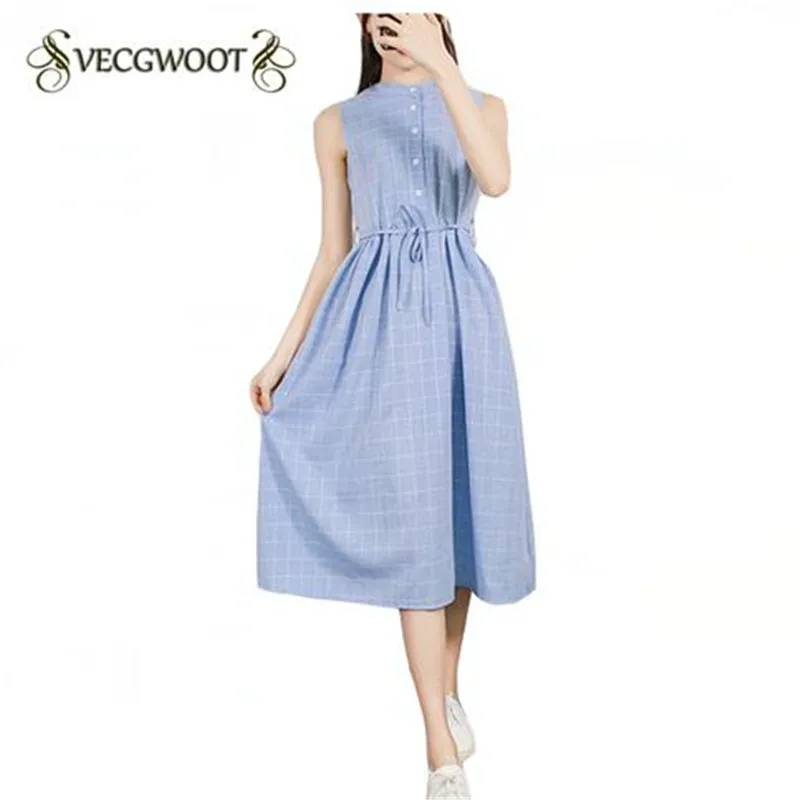 Летние платья без рукавов женское платье 2020 Новое Повседневное средней длины из