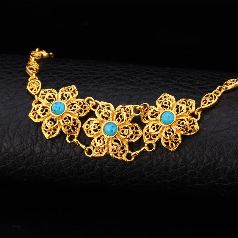 Collare браслеты для женщин турецкие ювелирные изделия золотой цвет цветок Природа