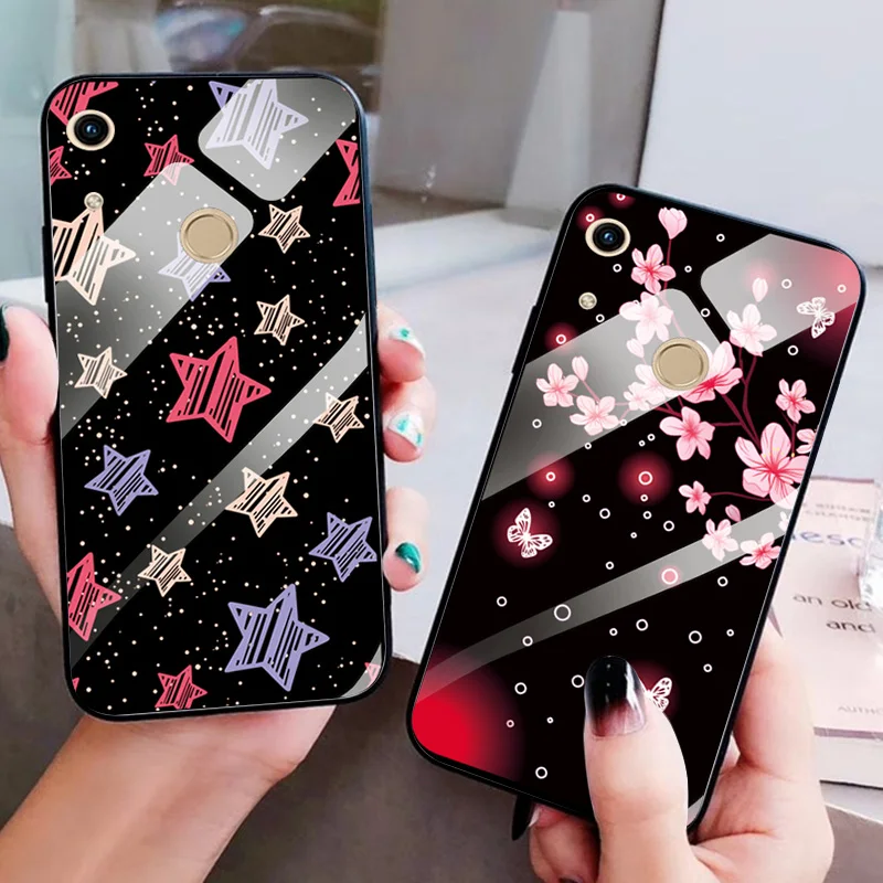 Quality Glass Back Cover For Huawei Honor 8A Soft Case Honor8A Tempered Shell Y6 2019 Pretty Flower Phone Bags |