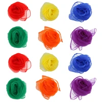 angrly 12 pcs 6060cm hemmed square juggling dance scarves 6 colors desigual scarves square scarf polyester assorted color