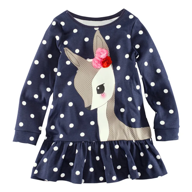 

Kids Girl T-shirt Spring Autumn Cotton dresses Children Clothing Long-sleeve cartoon deerlet Basic Shirts for baby girls