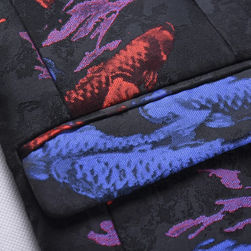 Мужской костюм с принтом Koi Fish облегающий винтажный в китайском стиле со штанами