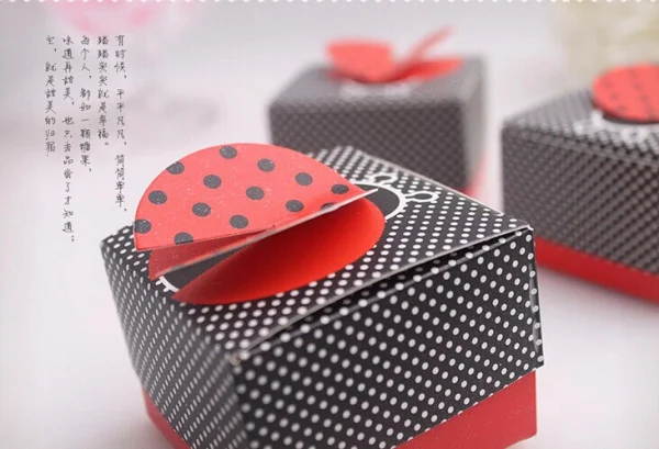 80 шт./лот детский душ милый как баг 3 D Божья коровка Baby Shower сувениры коробки для