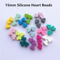 Chenkai 500pcs 15mm BPA Free Silicone Heart Teether Beads DIY Baby Bracelet Chewing Jewelry Toy Teethering Necklace Accessories