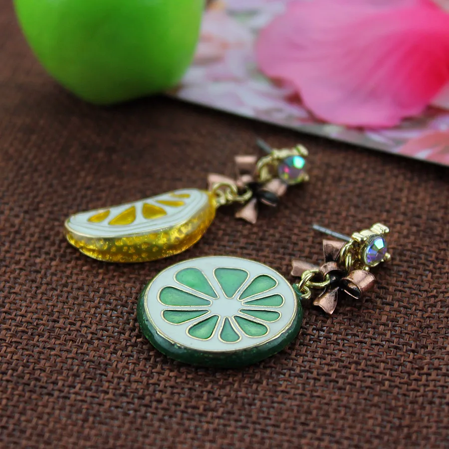 Модные серьги гвоздики новинка 2014 модные чистые свежие и элегантные с лимоном