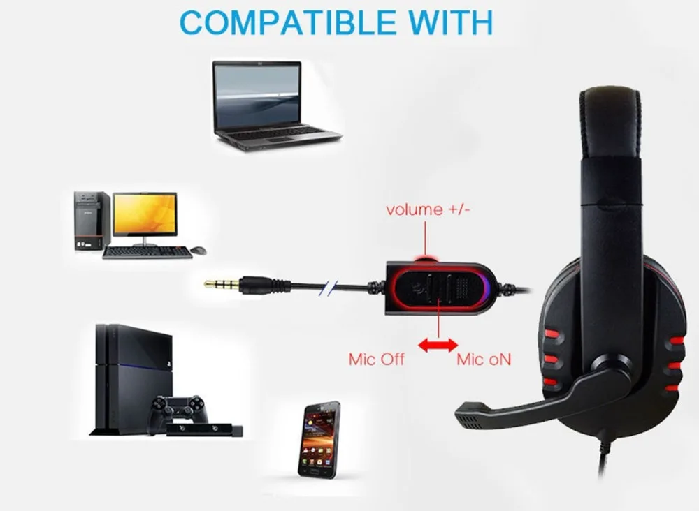 2019 наушники с микрофоном Hi-Fi Игровые для работы за компьютером Портативный ПК PS4