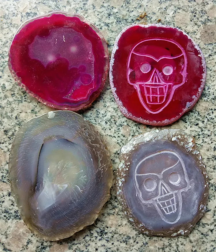 Оптовая продажа натуральный агат ломтик череп 4 шт.|skull resin|skull icingsliced fruit |