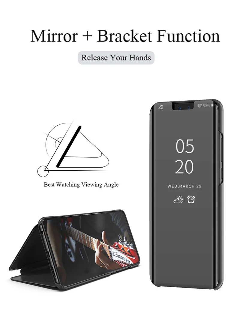 Для huawei Коврики 20 10 Pro P Smart четкое зеркало заднего вида 360 с подставкой откидной крышкой сенсорный чехол Nova4 P30 P20 P10 рlus Honor 8 V10 lite Полное покрытие