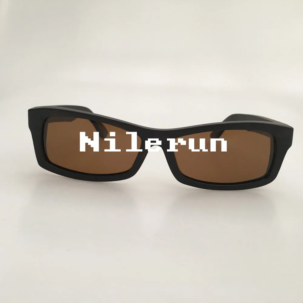 Прямоугольные коричневые поляризованные линзы черные деревянные