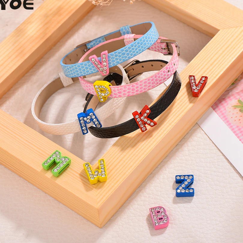 IYOE DIY случайный цвет 26 Браслеты с буквами для женщин детей регулируемый браслет