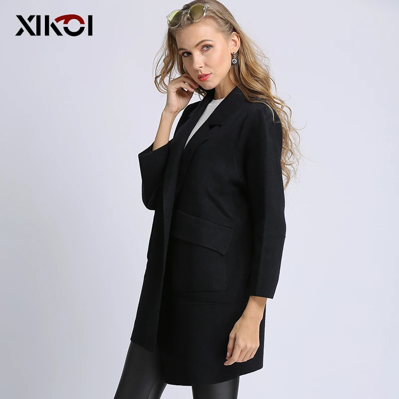 XIKOI 2018 Новая Осенняя Повседневная Женская куртка кардиган однотонные пальто