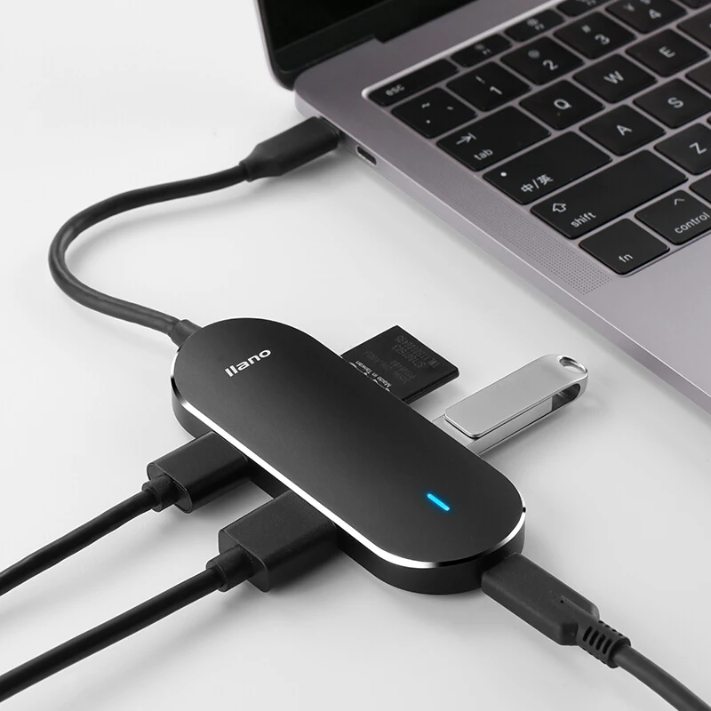 Llano USB-C док-станции все-в-одном концентратор к HDMI Card Reader PD адаптер для MacBook samsung S9/S8/S8