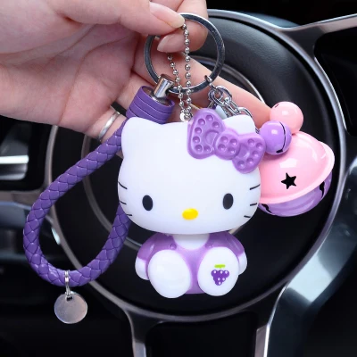 Милый мультфильм hello kitty Кролик бант брелок в стиле Kiki Женские Кожаные Веревки Игрушки Детские брелки-цепочки автомобиля сумка Шарм D36