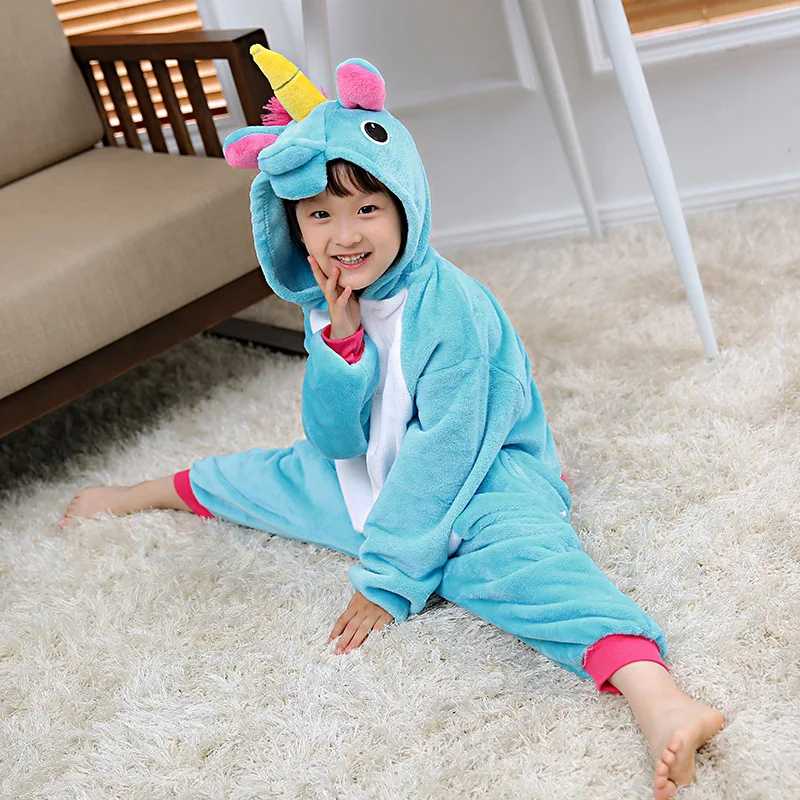 Детская Пижама Единорог одеяло Kigurumi комбинезон Детская мультяшная Пижама, комбинезон для девочек и мальчиков, Косплэй Фланелевая Пижама костюмы