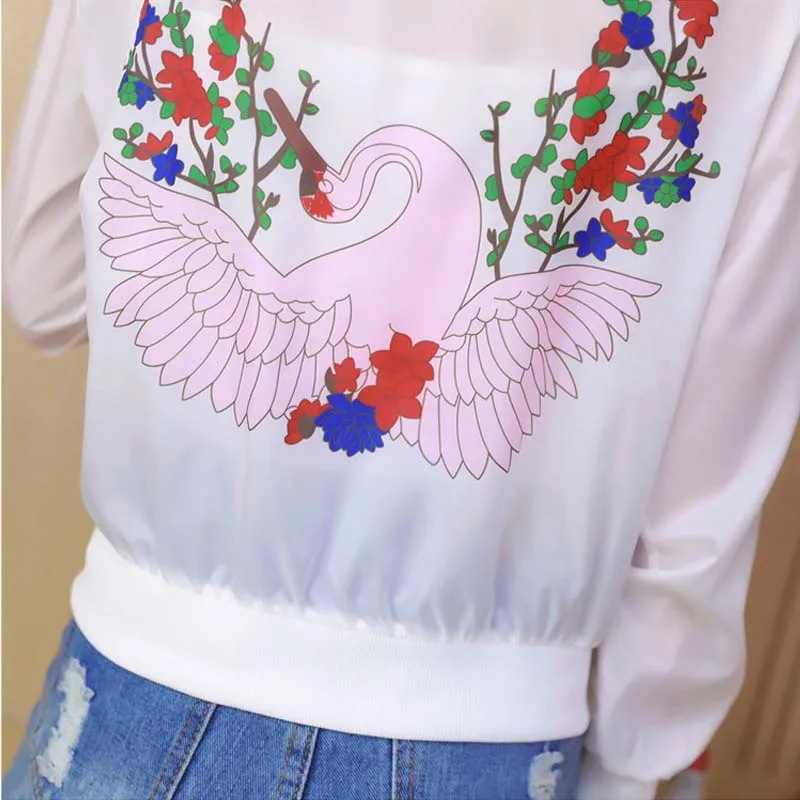 

2018 Fashion Printed Coat Women Baseball Jacket Windbreaker Sun Protection Women's Jackets Thin Summer Women Clothing campera