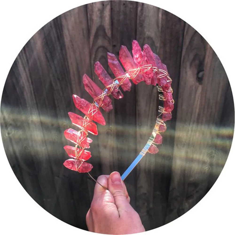 Косплей натуральный камень кварцевые обручи для волос ручной работы Свадебный