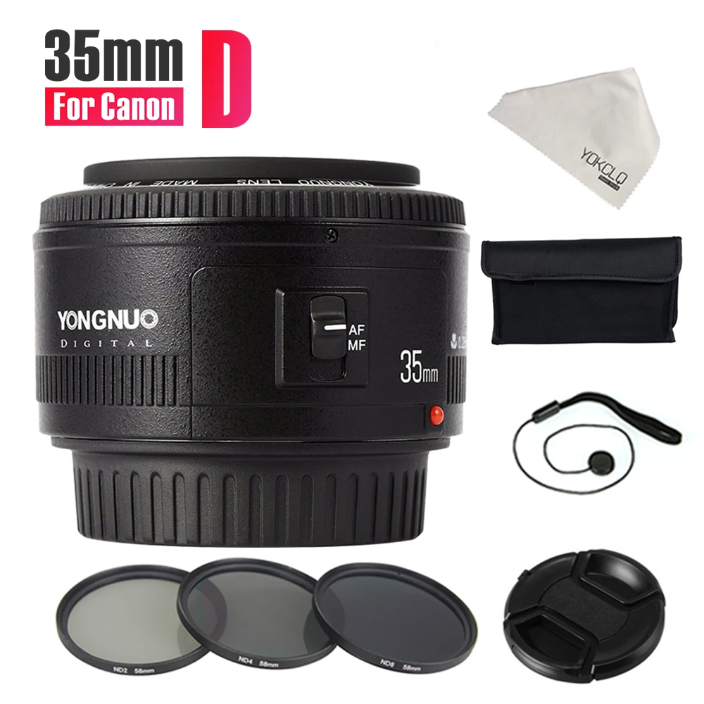 2018NEW Yongnuo YN35mm F2.0 Lens Wide angle Fixed DRLS Camera For Canon 600d 60d 5DII 5D 500D 400D 650D 600D 450D 60D | Электроника