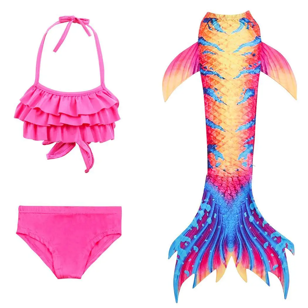 7 3Pcs/Set Bikini Set Swimming Suits Children Mermaid Tail Swimsuit Kids Girls Swimwear Bathing Suit Cosplay Costume New - Цвет: 7
