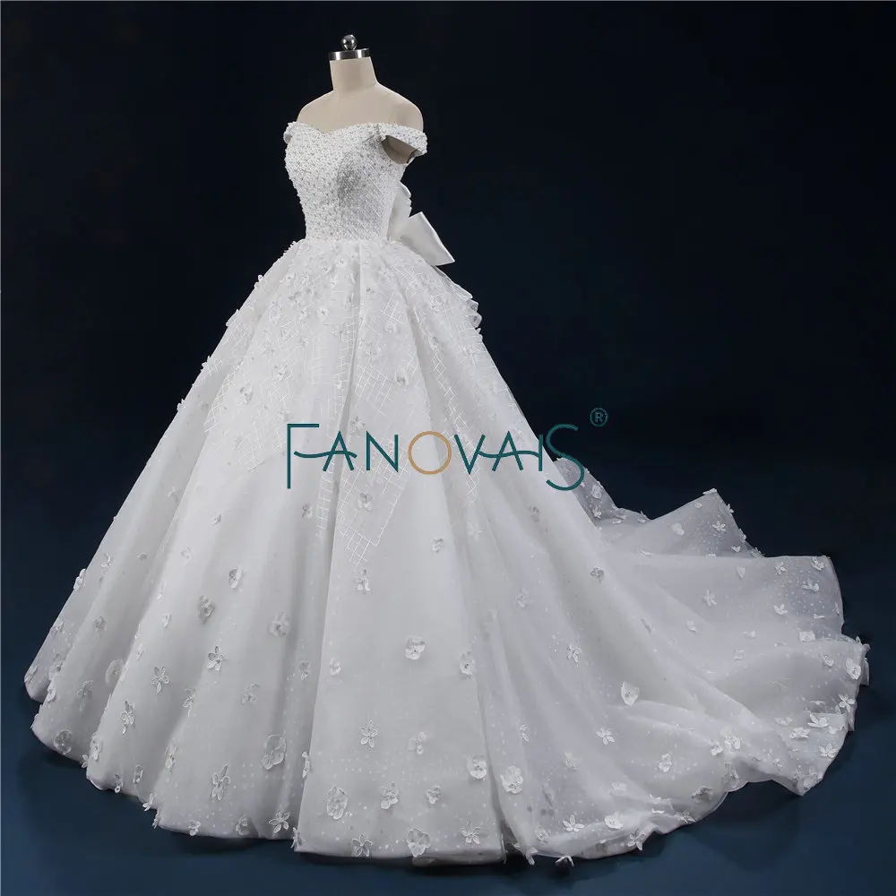 Лодка Шеи Свадебные Платья Роскошные Полный Бисер Жемчуг Vestido Dе Novia 2019 Старинные