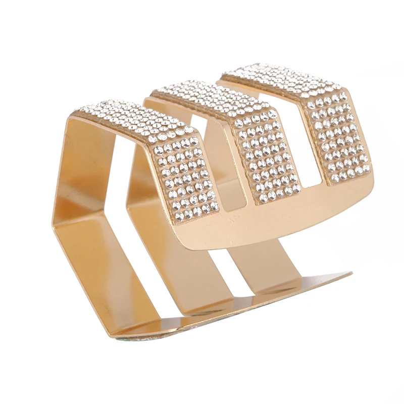 DANZE New Arrivals Wide Big Metal Gold Silver Full Crystal Open Bracelets Bangles for Women Female Party Shiny Jewelry | Украшения и