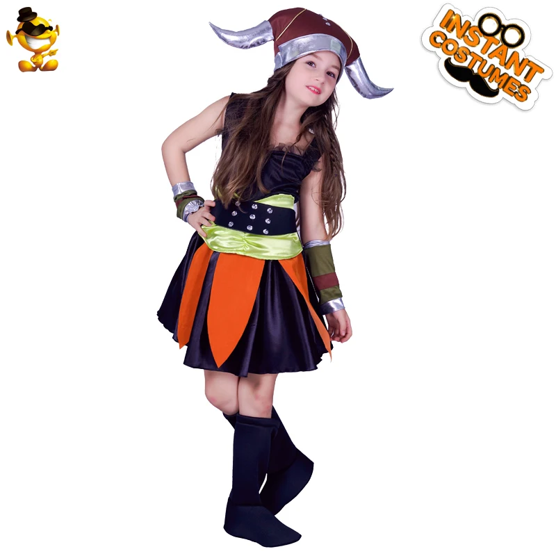 DSPLAY новый стиль костюм викингов воина для девочек высокое качество крутой воин