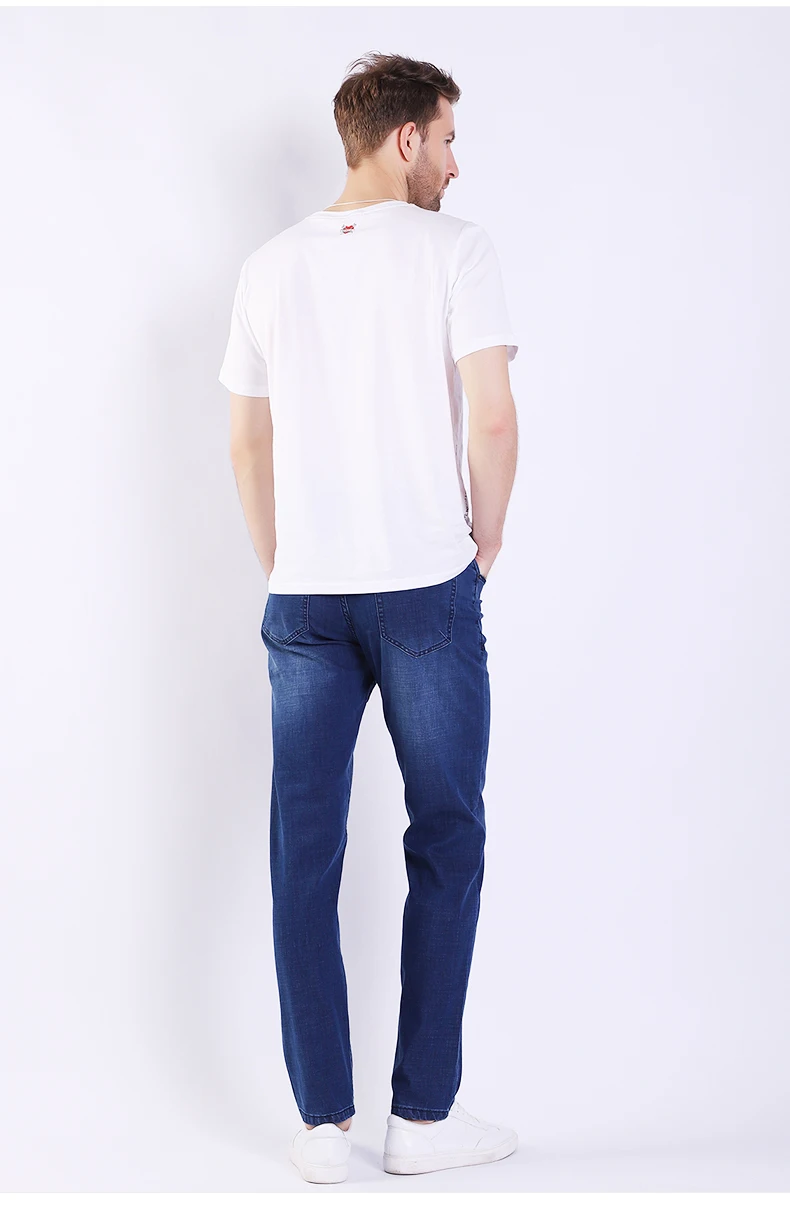 Leeshea бренд Новое поступление джинсы мужские модные эластичные мужские джинсы Высокое качество удобные тонкие мужские хлопковые джинсы брюки
