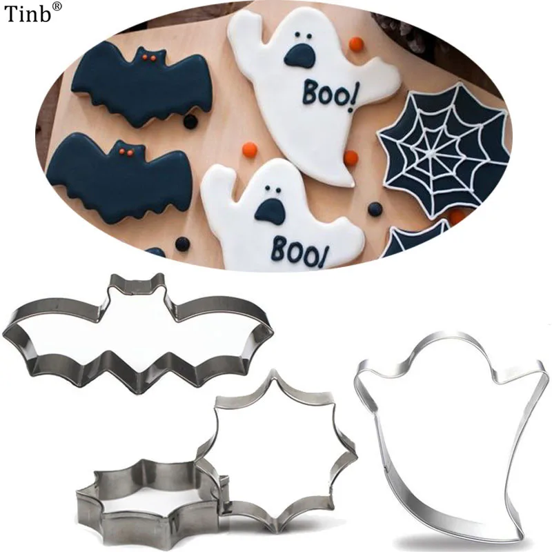 

3pc/Set Stainless Steel Halloween Bat Ghost Cookie Cutter Cake Decorating Fondant Cutters Tool Cookies Biscoito Mold Baking Tool