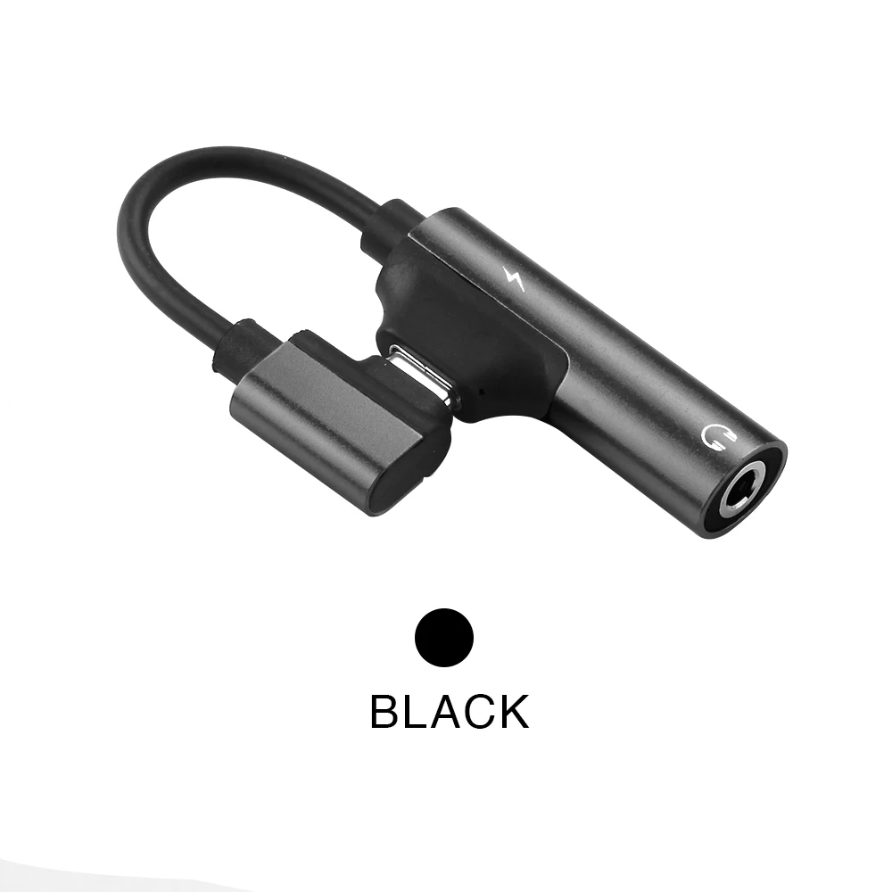 Black Usb type C 3,5 мм конвертер наушники Xiaomi Mi6 huawei mate 10Pro аудио разъем аудио кабель Robotsky 2 в 1 type-C конвертер - Цвет: Black
