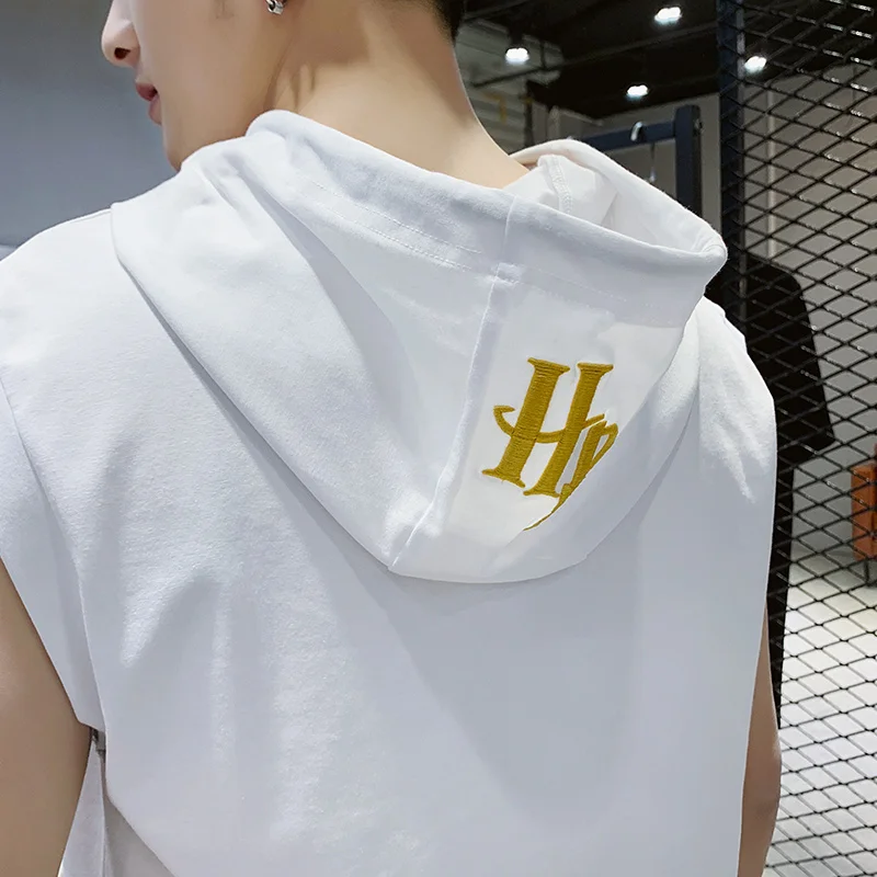 Лето 2019 Новая мужская футболка без рукавов кепка хлопок Английский алфавит