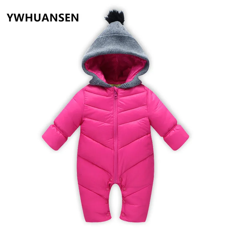 YWHUANSEN/однотонные Детские костюмы для девочек Плотные хлопковые пуховики