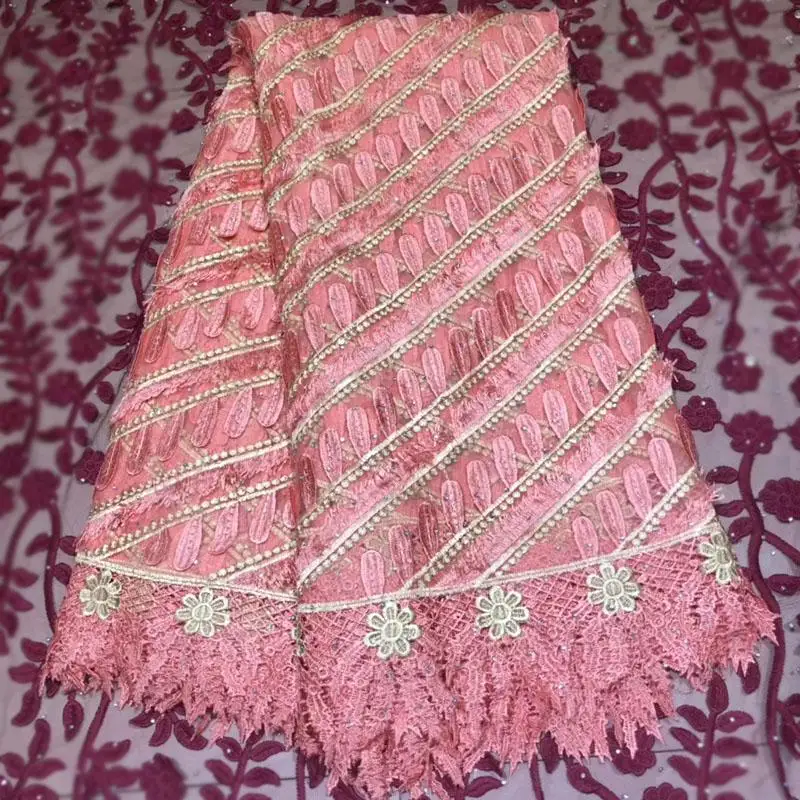 color3 Ван де кант ван де Франс кант Ван Африка met stenen Nigeria nieuwe hoogwaardige Frans tule droge stof feest jurk - Цвет: color3