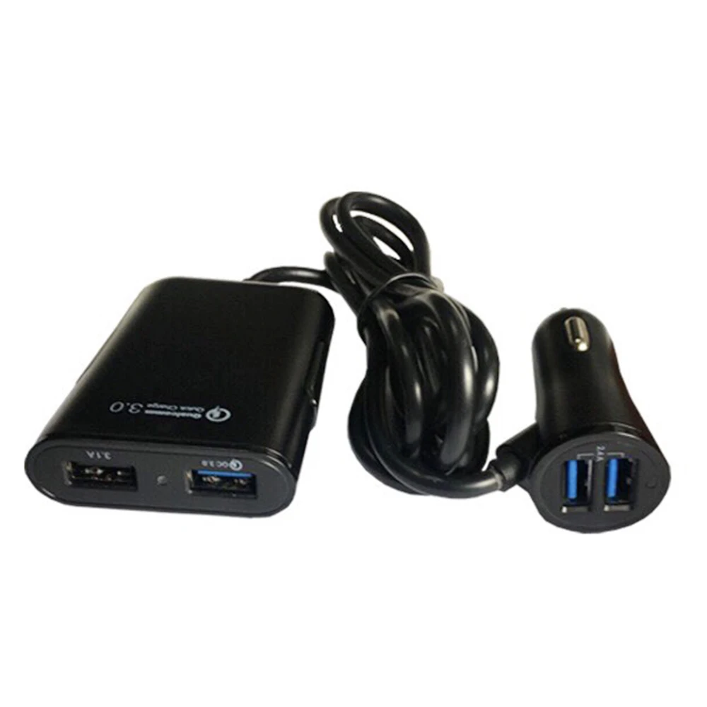 4 порта Быстрая зарядка 3 0 + 2.4A 3.1A USB Автомобильное зарядное устройство