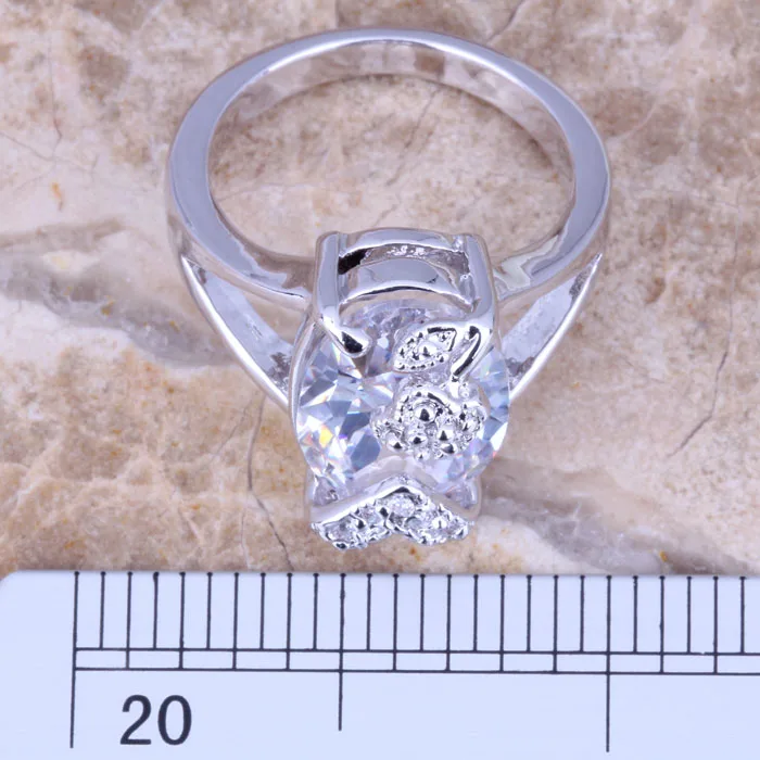 Супер белое CZ посеребренное женское цветочное кольцо Размер 6/7/8/9 R0951|bag maternity|bag