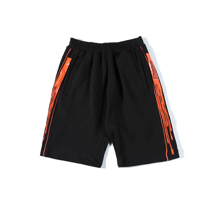 CHINISM Лето Сторона капли воды Print Joggers мужской моды сбоку полосатые шорты хип хоп