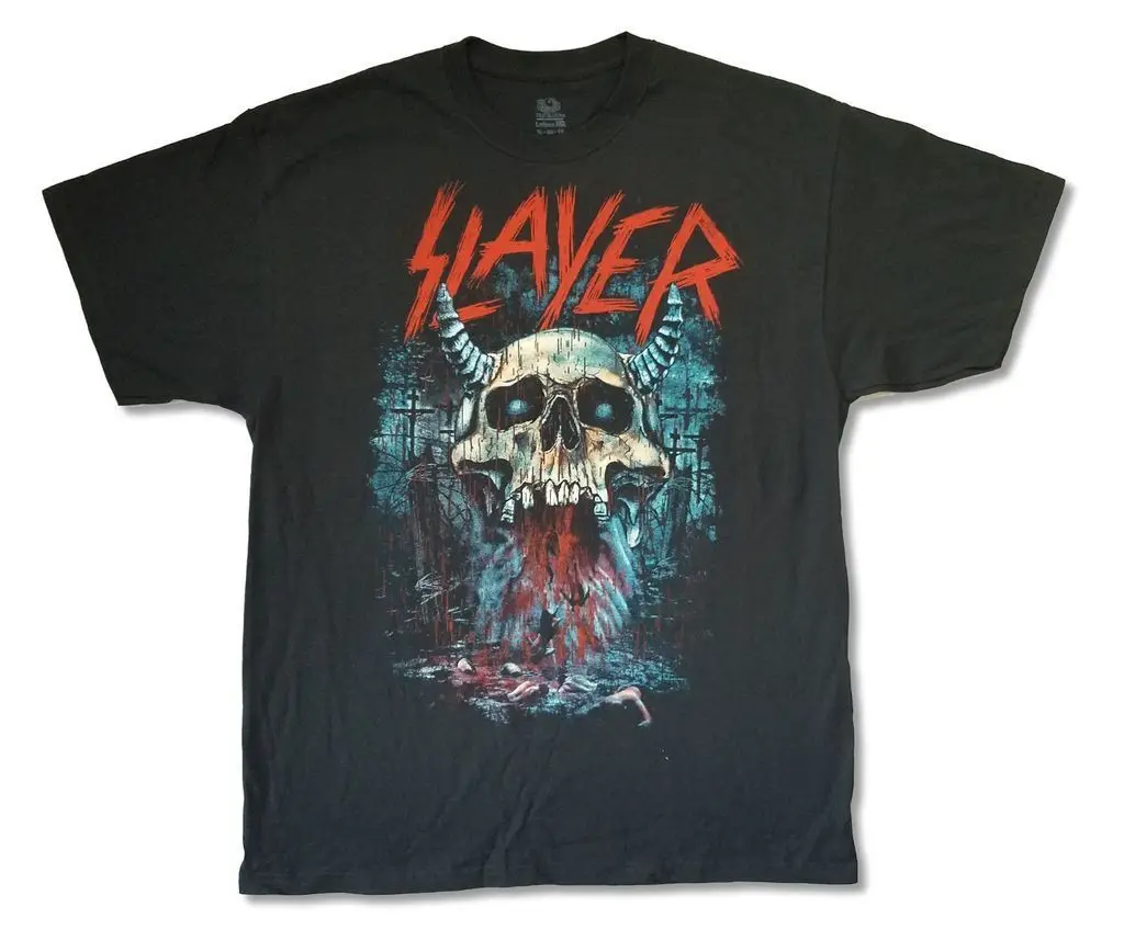 

Slayer Bloody Rain Tour Black T Shirt New Official Band Merch Summer Short Sleeves Cotton T-Shirt Top Tee Couple