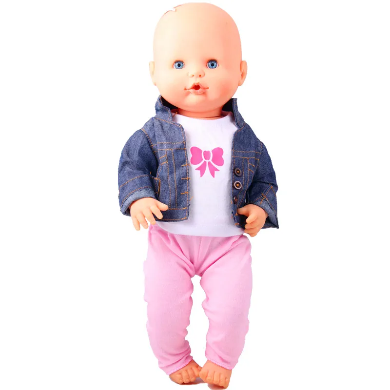 3-pcs pink Одежда для кукол подходит 41 см Nenuco кукла Nenuco y su Hermanita 3в1 аксессуары для кукол джинсовое пальто белая футболка черные плавки для 16 дюймов - Цвет: 3-pcs pink