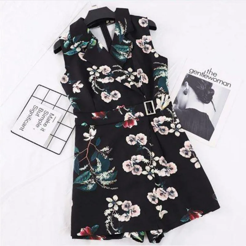 Элегантные женские комбинезоны в стиле ретро с треугольным вырезом и цветочным