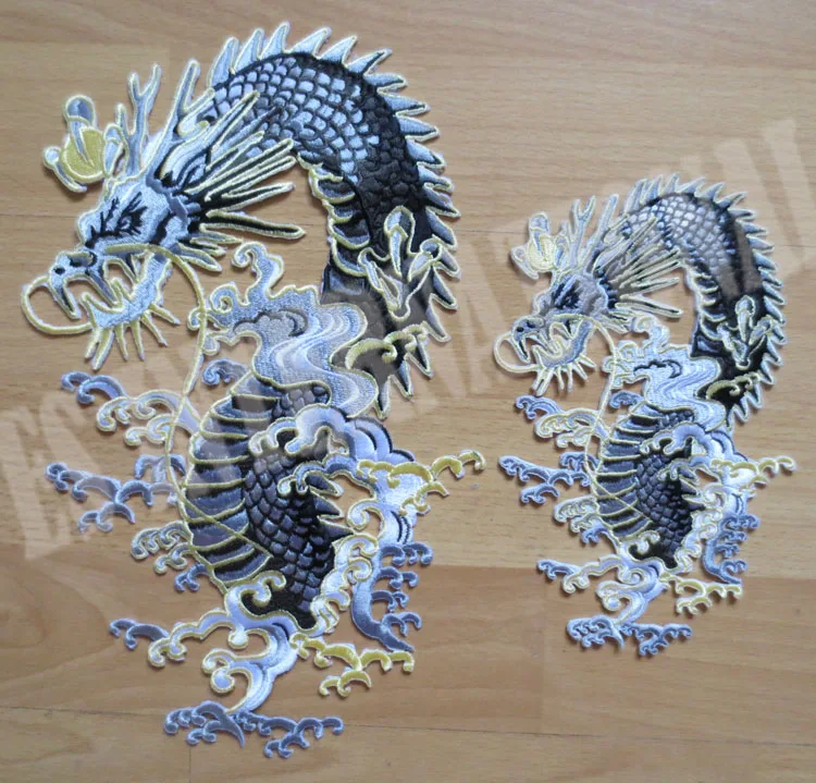 Пара больших патчей с вышивкой в этническом стиле китайским драконом для куртки