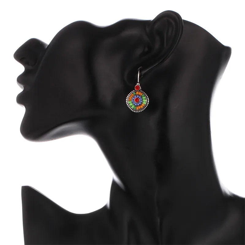 Круглые висячие серьги с бусинами из смолы для женщин в стиле ретро новые