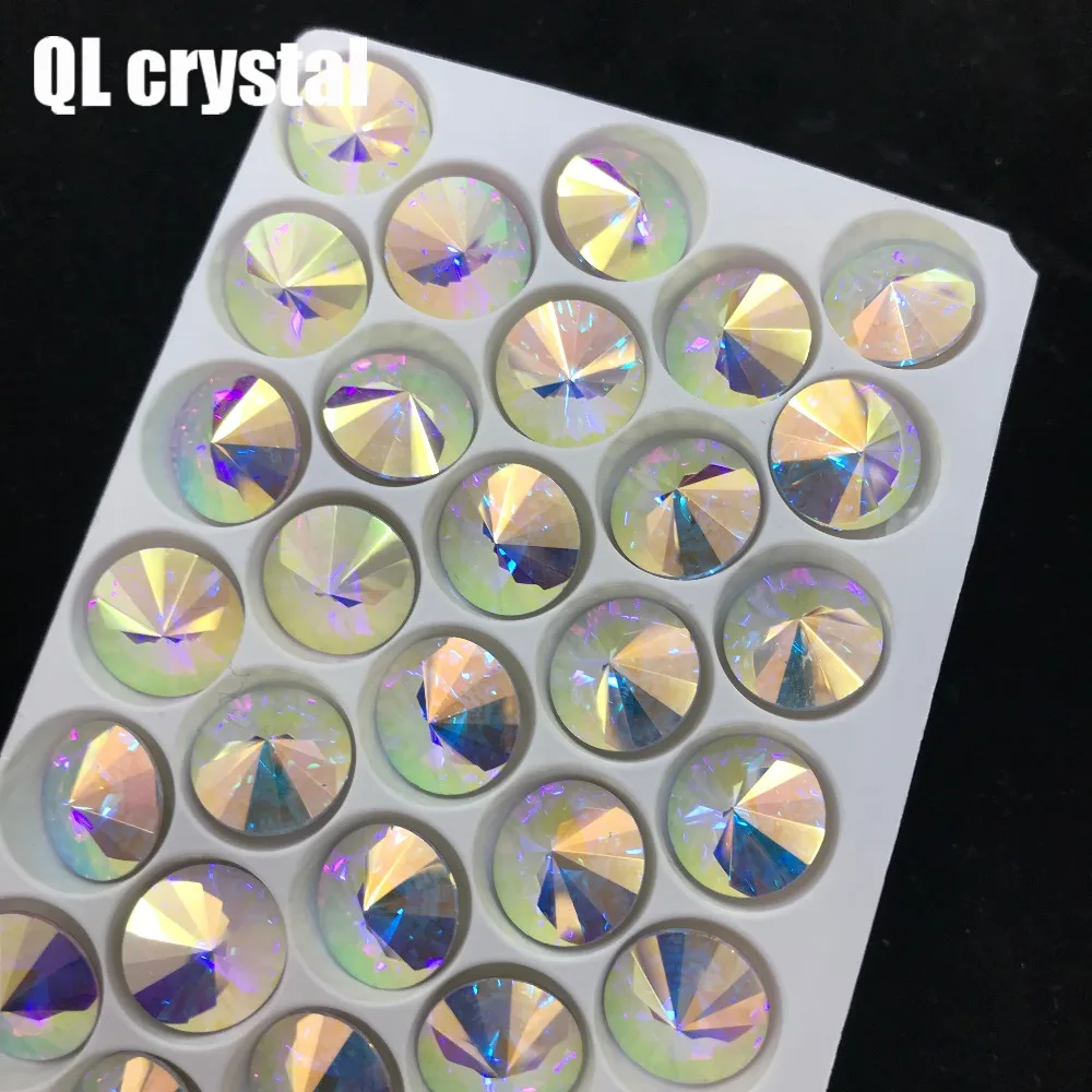 Wholesale All Sizes Colors AB Round Rivoli glue on Rhinestone pointback Glass Crystal Sew-on Stone for DIY clothes material | Дом и сад